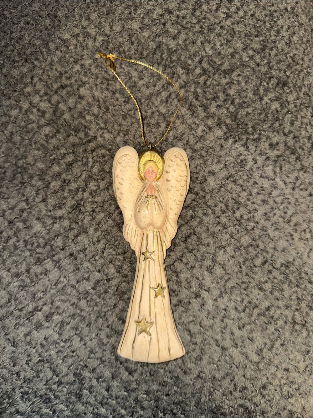 Kurt Adler Angel Ornament Tan Resin Golden Details